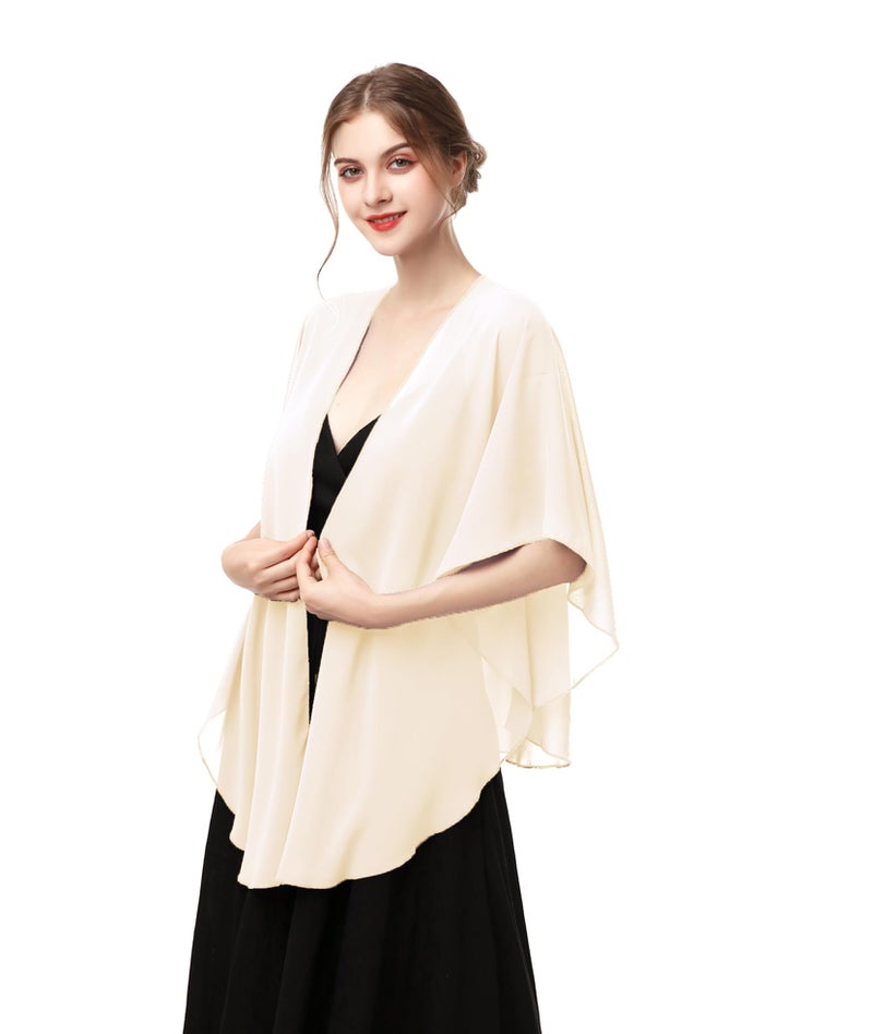 Hotshawl شالات شيفون نسائية من هوتشوال ولفائف، شال سكارف لحفلات الزفاف لفساتين السهرة (شامبانيا باهتة) - Image 1